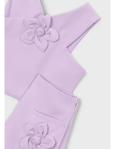 Conj. bermuda crepe flores - Malva     