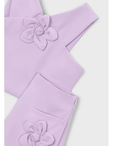 Conj. bermuda crepe flores - Malva     