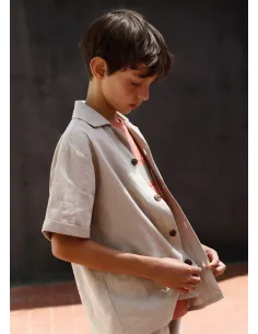 Camisa m/c cuello resort - Piedra    