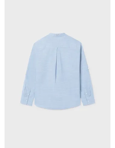 Camisa m/l cuello mao - Celeste   