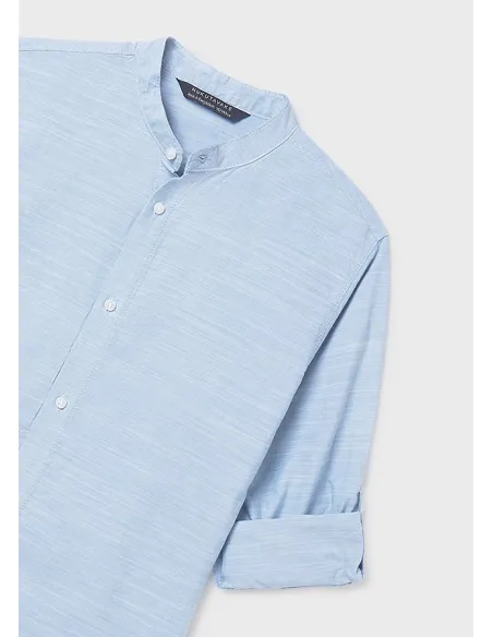 Camisa m/l cuello mao - Celeste   