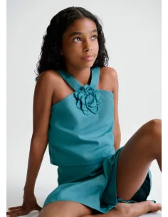 Conj. short flor - Jade      