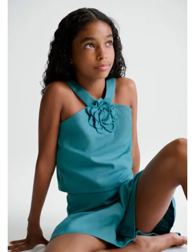 Conj. short flor - Jade      