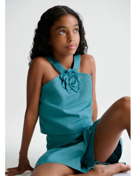 Conj. short flor - Jade      