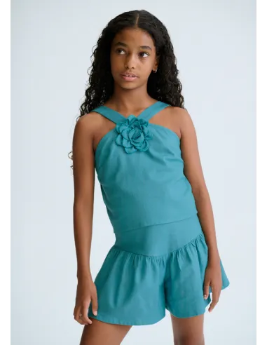 Conj. short flor - Jade      