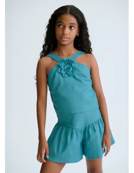 Conj. short flor - Jade      