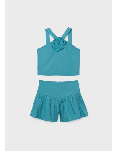 Conj. short flor - Jade      