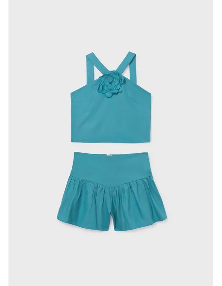 Conj. short flor - Jade      