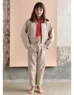 Pantalon largo plana gabardin - Arena     