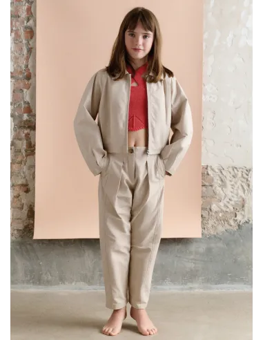 Pantalon largo plana gabardin - Arena     