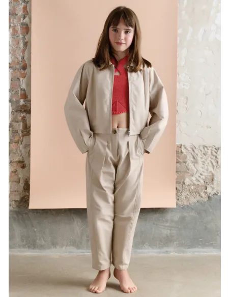 Pantalon largo plana gabardin - Arena     