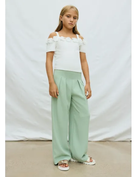 Pantalon largo crepe - Salvia    