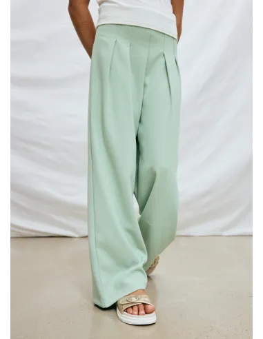 Pantalon largo crepe - Salvia    