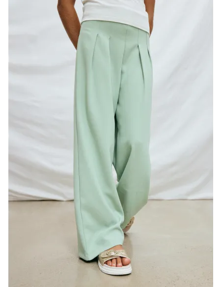 Pantalon largo crepe - Salvia    