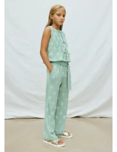 Pantalon largo estampado - Salvia    