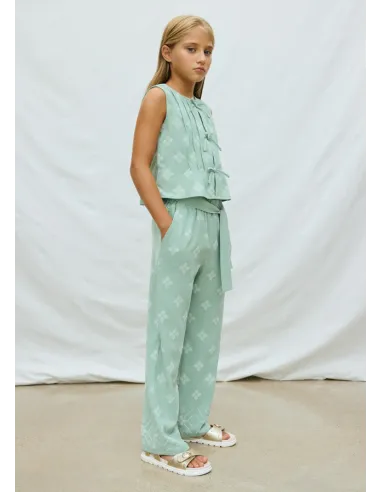 Pantalon largo estampado - Salvia    