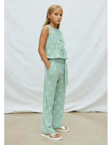 Pantalon largo estampado - Salvia    