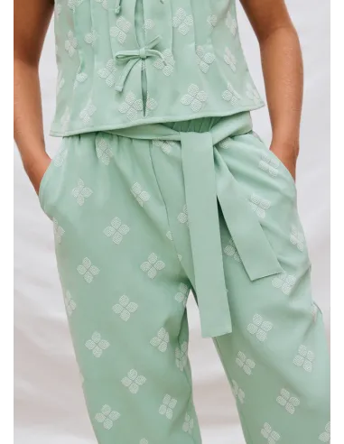 Pantalon largo estampado - Salvia    