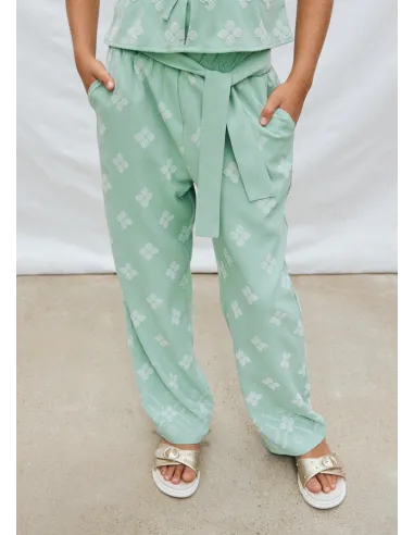 Pantalon largo estampado - Salvia    