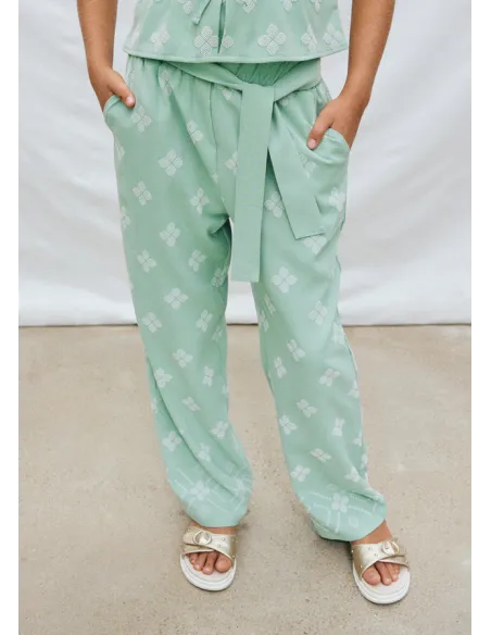 Pantalon largo estampado - Salvia    