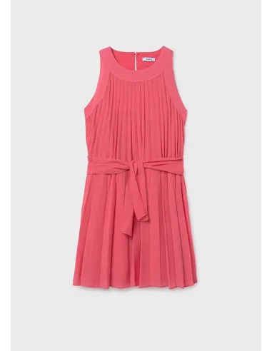 Vestido plisado - Coral     