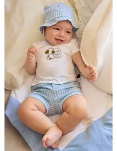 Conj. pantalon corto y gorro - Cielo