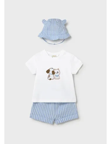 Conj. pantalon corto y gorro - Cielo