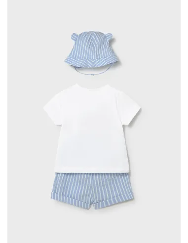 Conj. pantalon corto y gorro - Cielo
