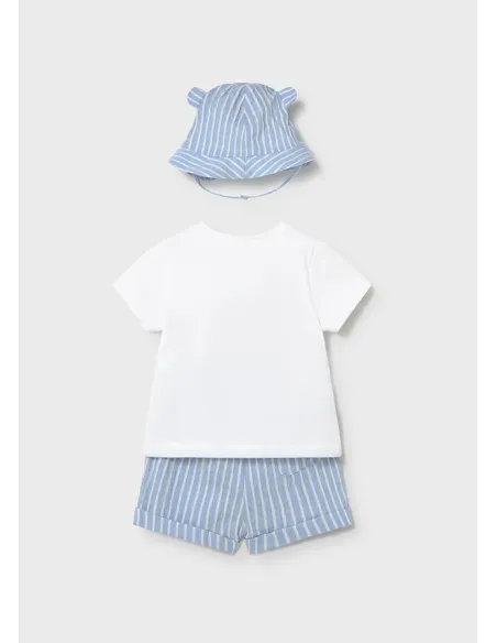 Conj. pantalon corto y gorro - Cielo