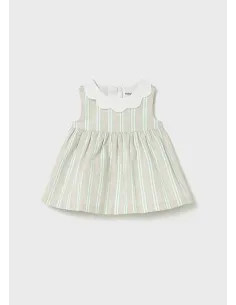 Vestido rayas lino - Aqua      