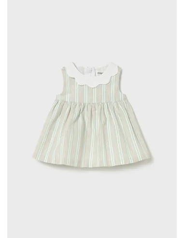 Vestido rayas lino - Aqua      