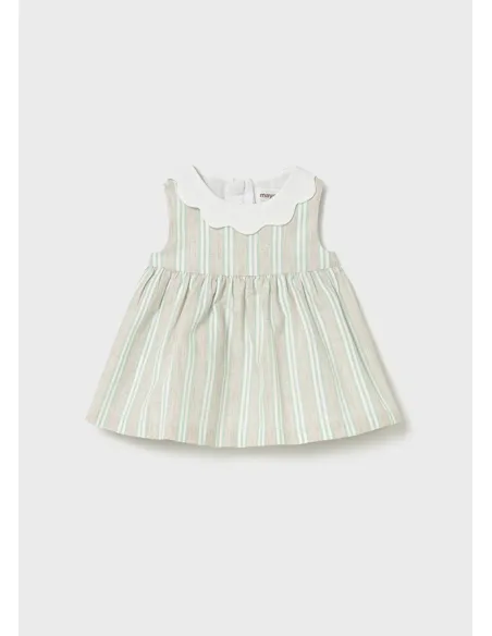 Vestido rayas lino - Aqua      