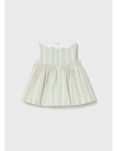 Vestido rayas lino - Aqua      