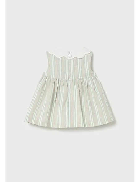 Vestido rayas lino - Aqua      