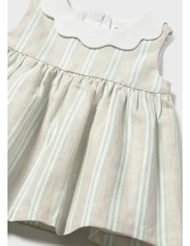 Vestido rayas lino - Aqua      