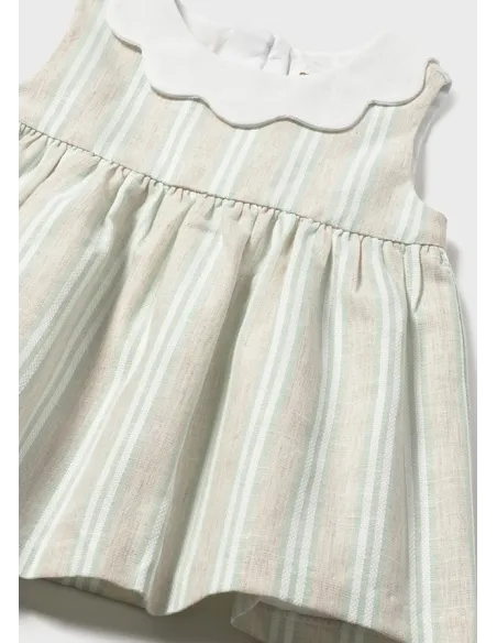 Vestido rayas lino - Aqua      