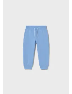 Pantalon felpa basico puños - Celeste   