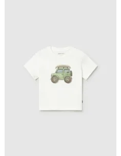 Camiseta m/c aplique - Nata-coche