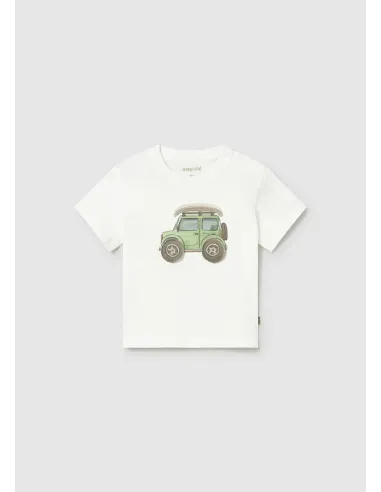 Camiseta m/c aplique - Nata-coche