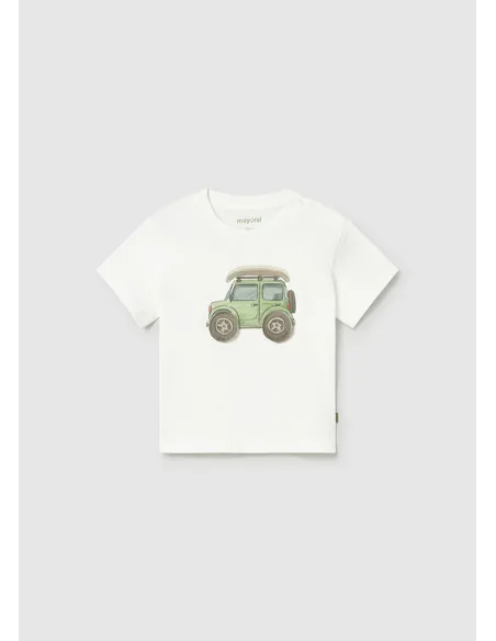 Camiseta m/c aplique - Nata-coche