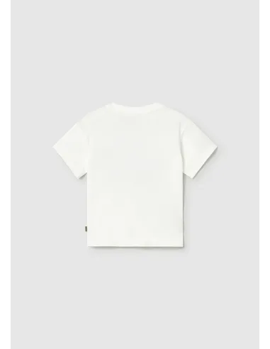 Camiseta m/c aplique - Nata-coche