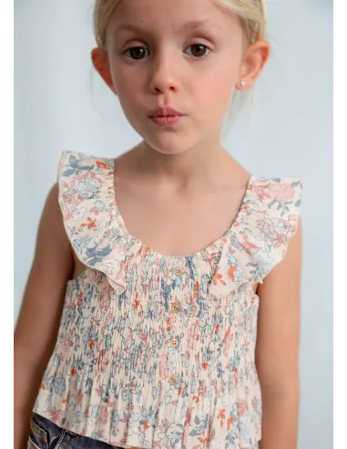 Top bambula estampado - Salmon    