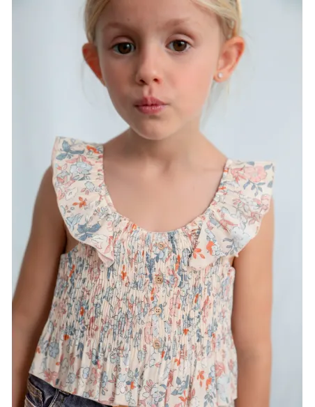 Top bambula estampado - Salmon    