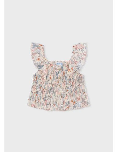 Top bambula estampado - Salmon    