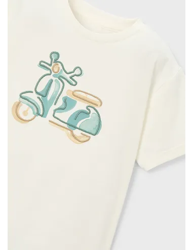 Camiseta m/c bordado - Nata      