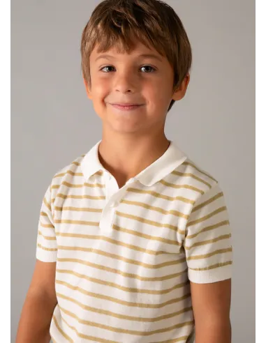 Polo m/c tricot - Nata-mocca
