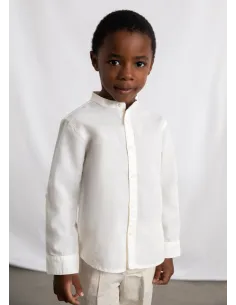 Camisa m/l cuello mao lino - Nata      