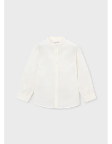 Camisa m/l cuello mao lino - Nata      