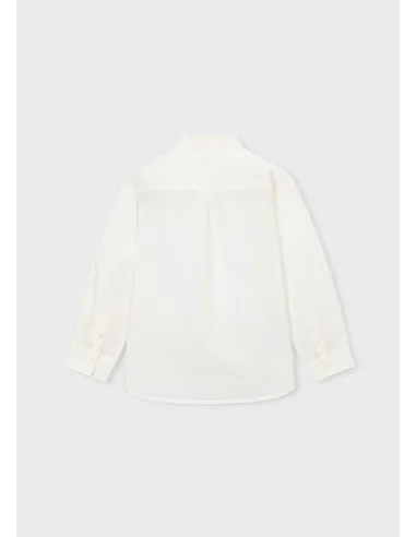 Camisa m/l cuello mao lino - Nata      