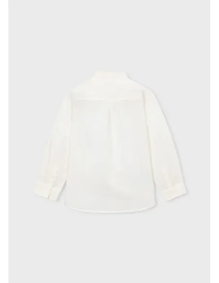 Camisa m/l cuello mao lino - Nata      